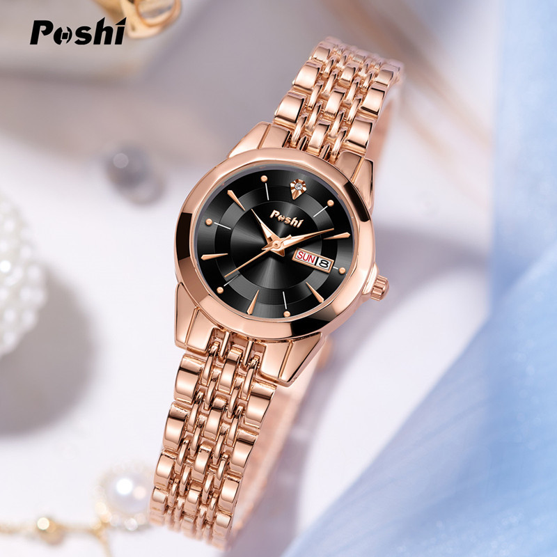 Poshi marca Reloj simple moda mujer nuevo doble calendario diosa reloj mujer reloj ins estilo reloj