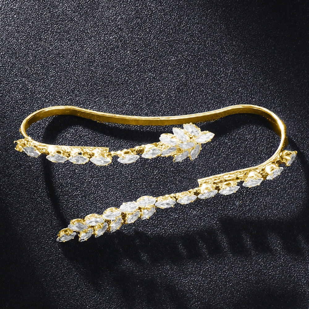 Cruz-frontera nueva pulsera de circón Europea y Americana novia de lujo pulsera abierta temperamento accesorios pulsera femenina