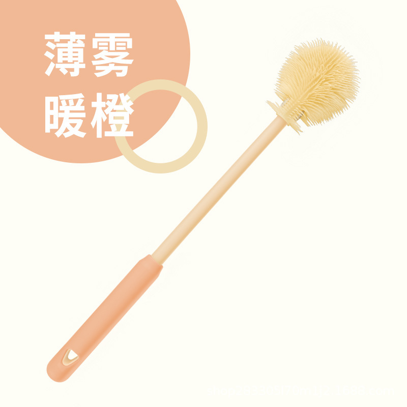 Taza de silicona cepillo de taza de mango largo cepillo pequeño taza de aislamiento de agua doméstica sin ángulo muerto limpieza artefacto cepillo de botella de lavado