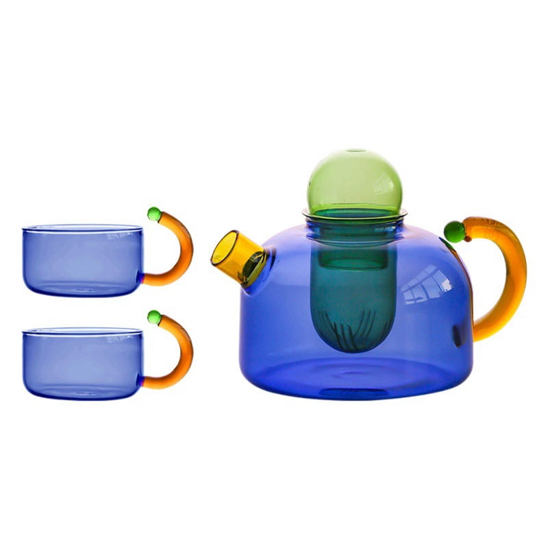 Креативный контрастный цвет высокотемпературный стеклянный фильтр для разделения чая небольшой чайник бытовая электрическая керамическая плита чайник