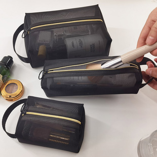 Large Capacity Ins Portable Mesh Makeup Bag Portable Mesh Storage Bag Simple Pencil Case Brush Bag
