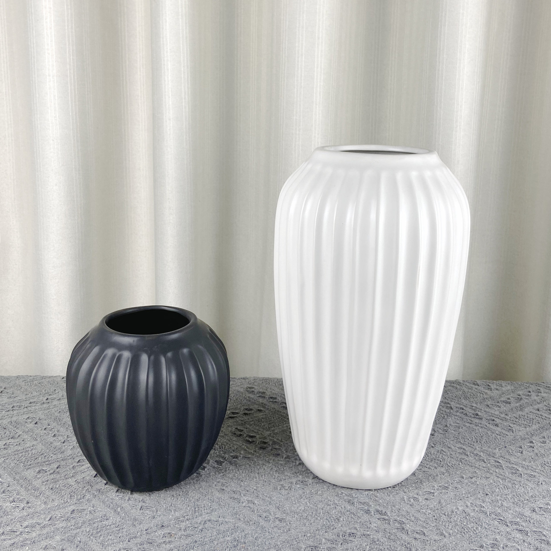 ins风奶油陶瓷花瓶摆件客厅插花器景德镇客厅餐桌创意装饰高级