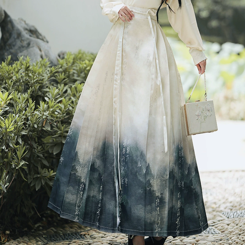 Sansui, Hanfu, with embroidery, with short sleeve, gradient, 40
