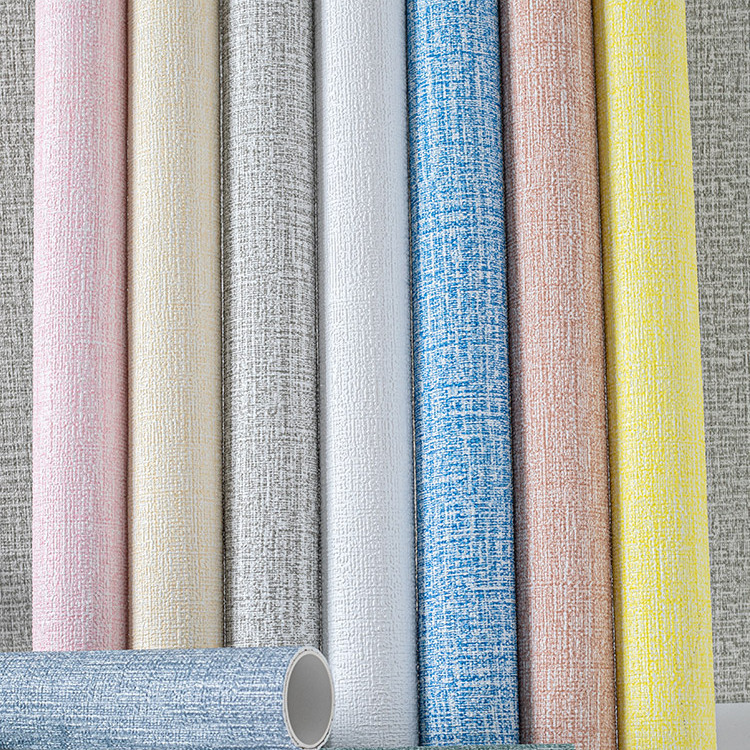 Self-Adhesive Linen Wall Covering 2025 New Seamless Whole House Pure Color Waterproof and Moisture-Proof Living Room Bedroom Background Wallpaper Wall Covering