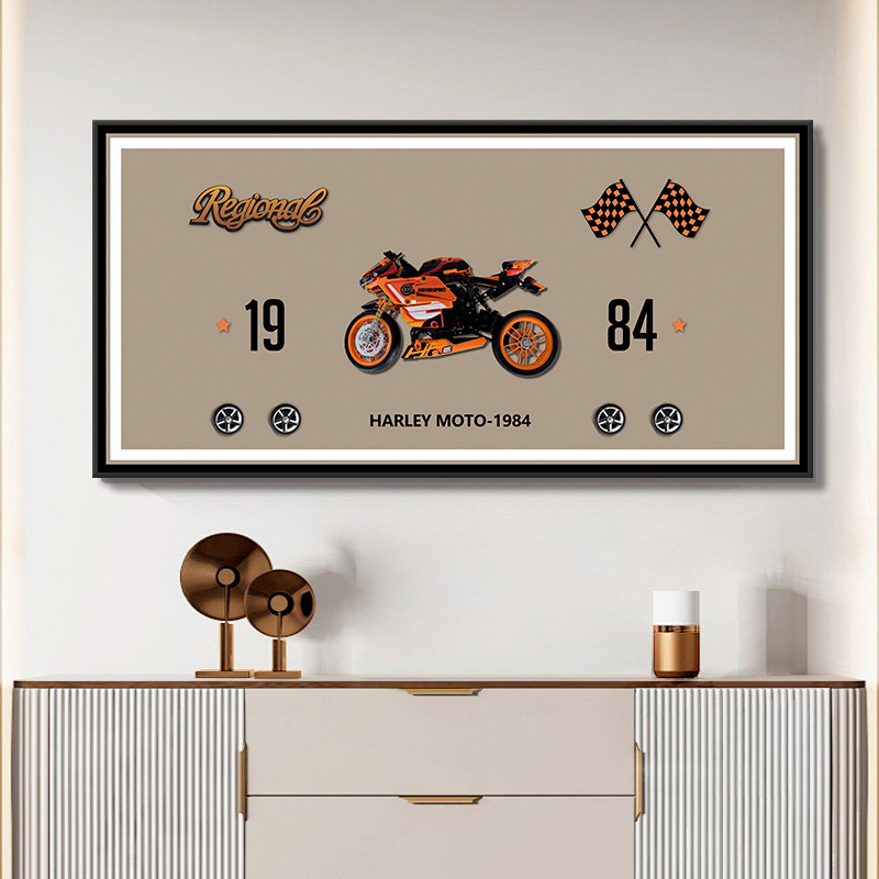 Bloques de construcción de moda Motocicleta porche pasillo mural habitación de los niños dormitorio decoración pintura Kawasaki BMW carreras todoterreno