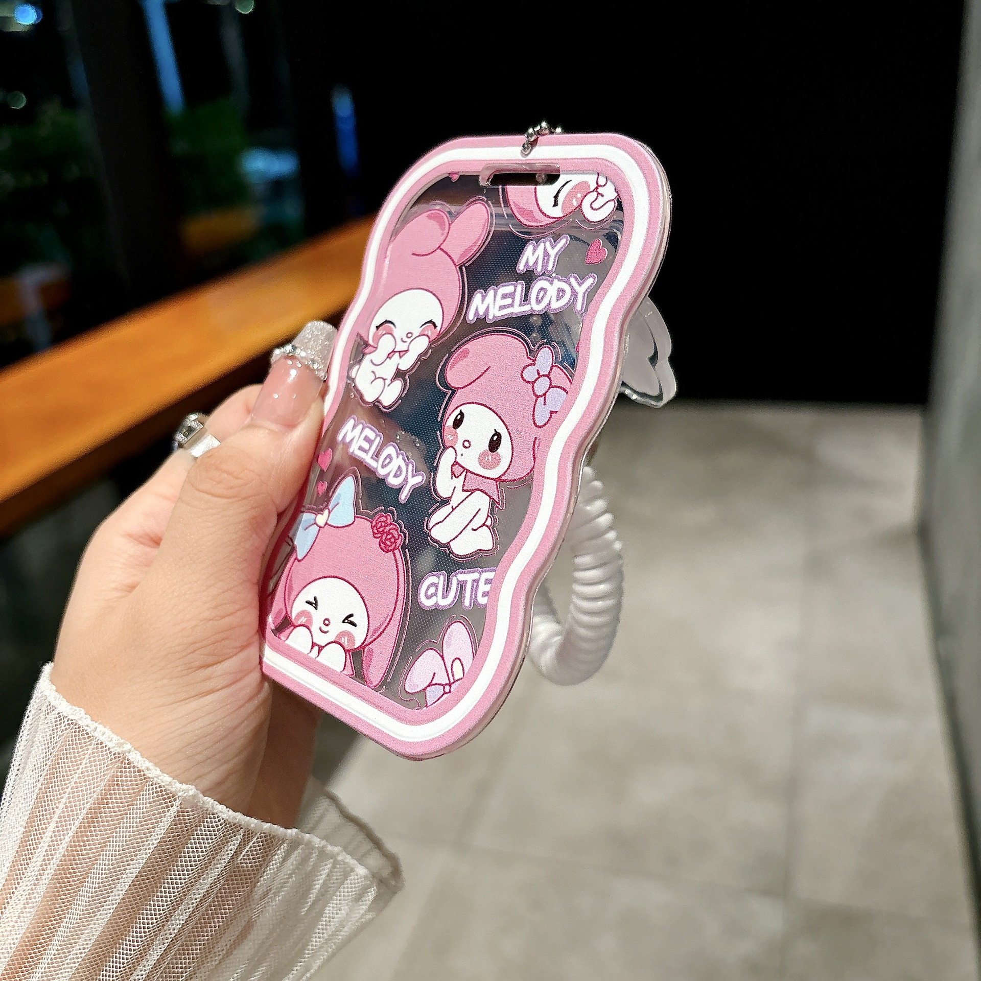 掛手腕ins透明卡套橢圓學生校園飯卡追星3寸拍立得小紅書彈簧掛件