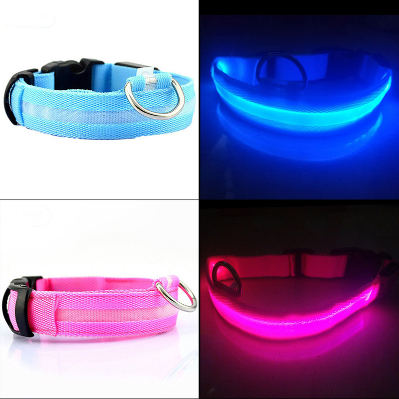 Suministros para mascotas Collar luminoso LED para mascotas con collar de malla de alambre para perros grandes y medianos, luminosos, brillantes y ligeros