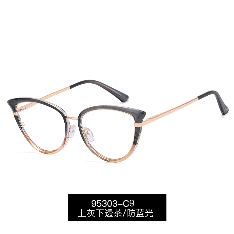 95303 nueva moda Comercio exterior TR gafas ópticas ojo de gato marco anti-azul gafas de luz hembra fábrica en stock venta al por mayor