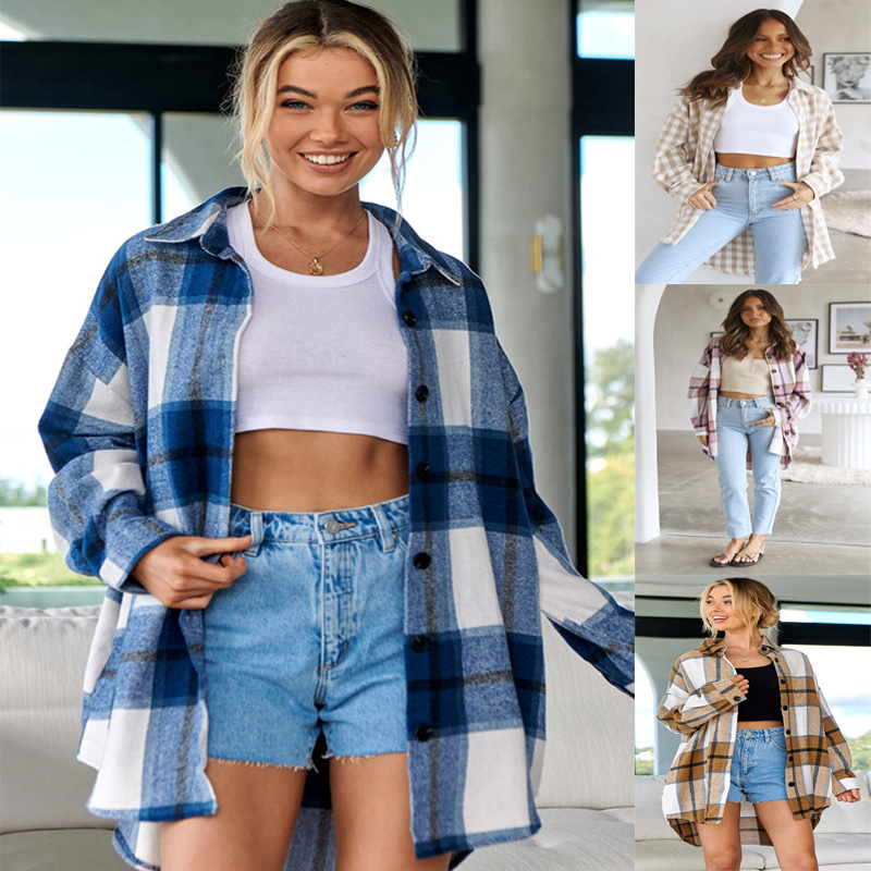 Cappotto da donna in lana a quadri dal design irregolare_voghion.com