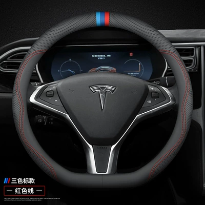 Steering wheel cover — model3 modelY modelX modelS - ultra-thin-d-shaped-red-line-three-color-label-other