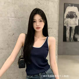CH家2026春夏新品时尚休闲紧身U领针织衫吊带背心上衣女