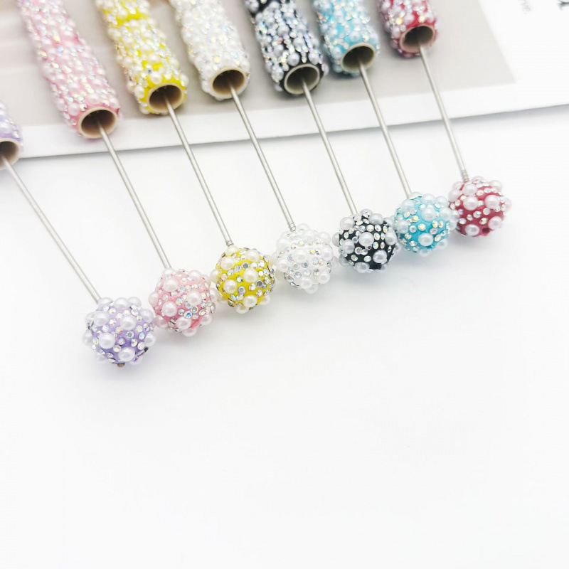 DIY Pearl Full Diamond Beaded Pen Heavy Industry Diamond Ballpoint Pen Educational Handmade Student Stationery Gifts Spot Wholesale