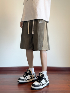 Casual Shorts for Men's Summer Outer Wear, Loose Large Size Middle School Students' Breeches, Men's Sports Ice Silk Five-Point Pants for Men