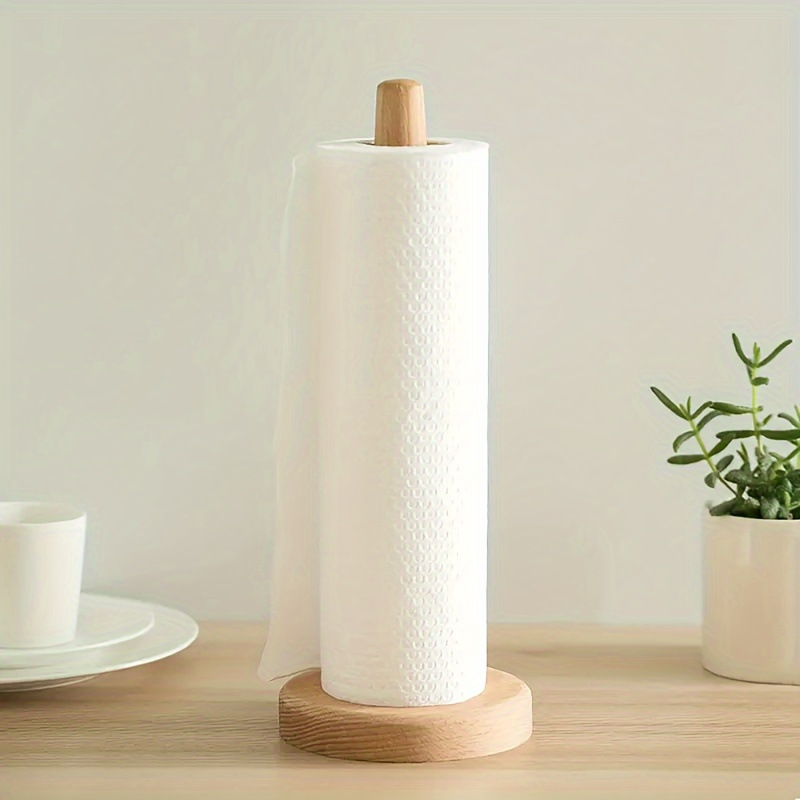 Encimera de bambú de envío transfronterizo, soporte para toallas de papel, soporte para toallas de papel de cocina de estilo japonés, soporte de almacenamiento de película transparente vertical de bambú natural