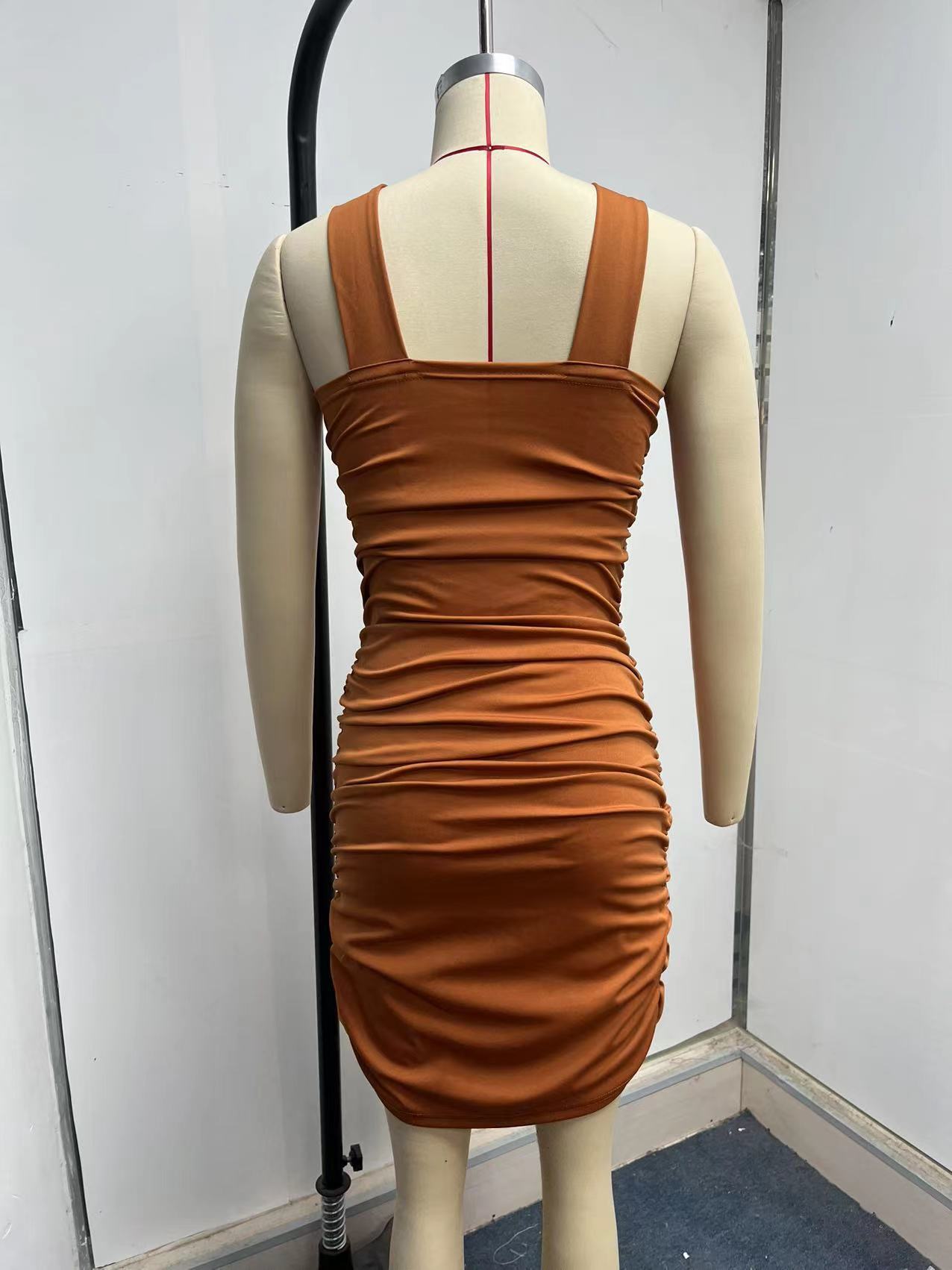 Women Clothing Sexy Dress Summer Sexy Cross Twist Strap Backless Pleated Hip Dress