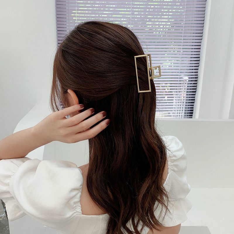 Artificial Pearls Inlay Material Women's Korean Style Geometric Metal Metal Artificial Pearls Hair Claws