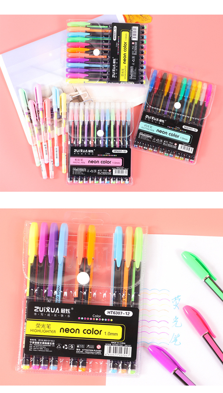 Marker Pen Stationery Type School Occasion Creative Crayon Glitter Fluorescent Pen Rainbow Pen Set
