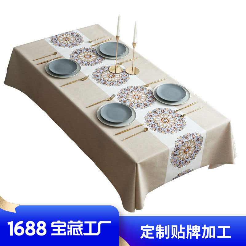 Cross-Border Southeast Asian Tablecloth Waterproof and Oil-Proof Pvc Popular Tablecloth Desk Coffee Table Table Mat Fabric Oem Customization