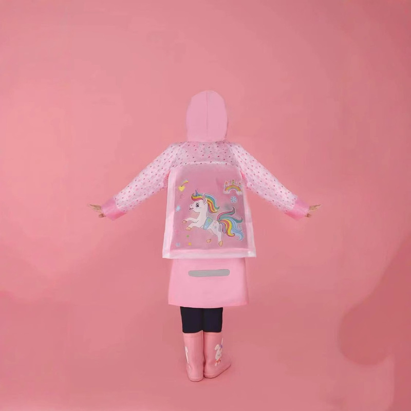 Long full-body poncho boys and girls Big Children Baby cartoon schoolbag children's raincoat foreign trade a generation of hair