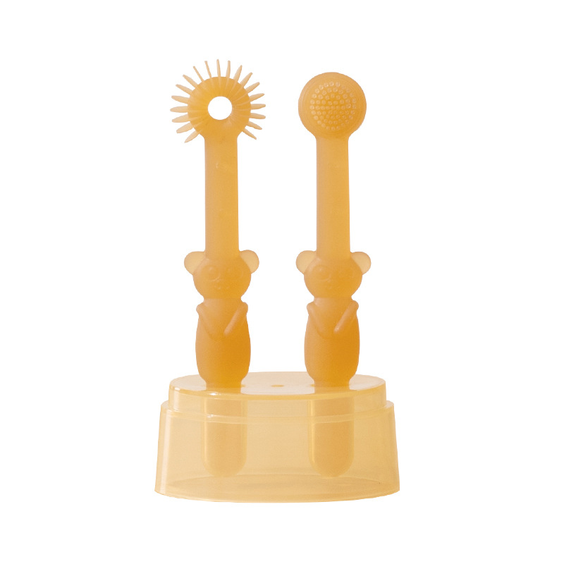 Cepillo de dientes para bebés y niños pequeños, herramienta para limpiar la lengua y la boca, cepillo de silicona para recién nacidos y bebés de 1 a 3 años.