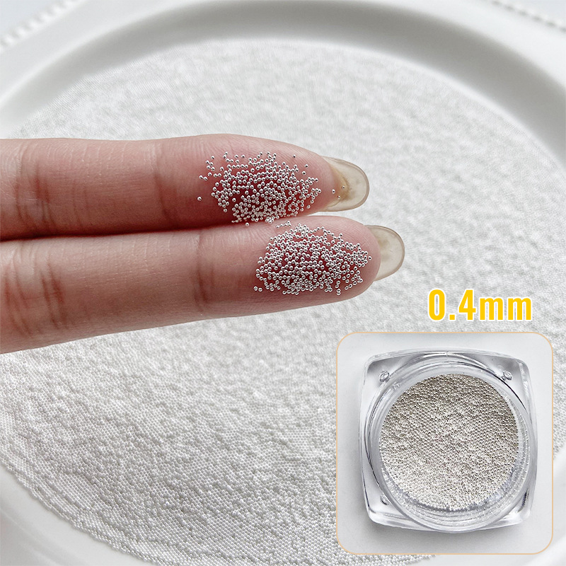 0,4mm Mini pequeños granos de acero accesorios de uñas tamaño pequeño cuentas redondas de metal DIY decoraciones de uñas Accesorios