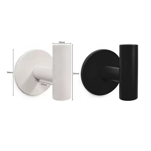 Cross-Border Plastic Single Hook for Hotel Bathroom, Punch-Free Coat Hook, Black Clothes Hook