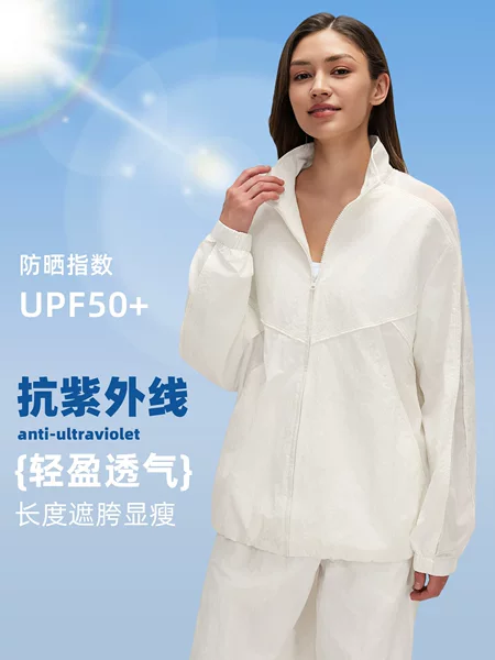 Windproof Stand-Up Collar Jacket for Women, Mesh Patchwork Long-Sleeved Top, Breathable Quick-Drying Sun Protection Jacket D26031