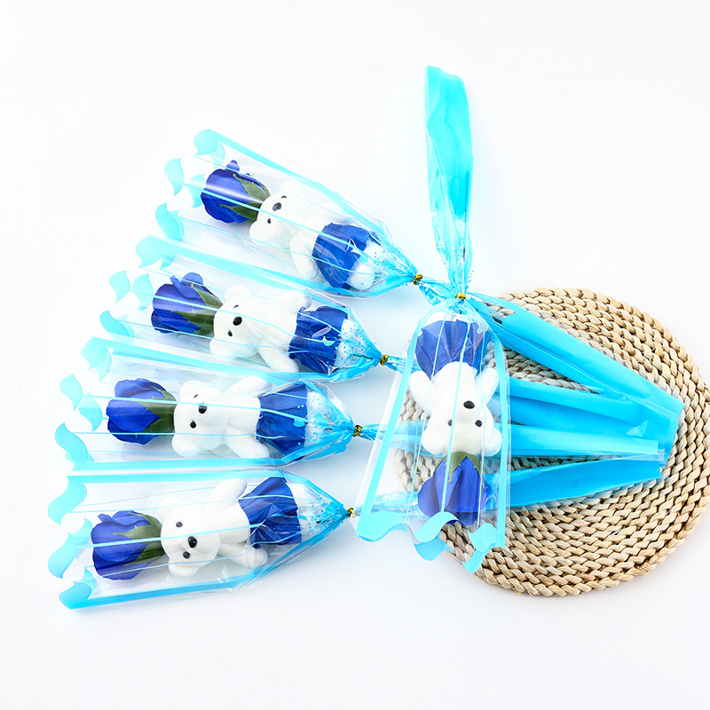 Fabricantes transfronterizos Regalos del día de la madre Flor de jabón de oso único Ramo de rosas de flores artificiales Actividades Empujar pequeños regalos