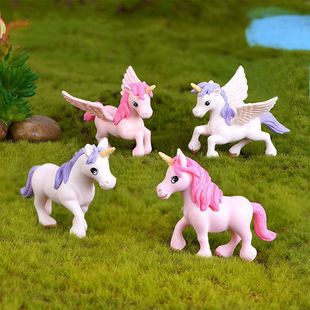 Cute Mini Unicorn Pony Desktop Ornaments Room Ins Decoration Items Succulent Landscape Resin Small Changzhen