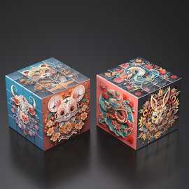 十二生肖顺滑竞速diy文创公司图片生日礼物四阶魔方益智益智玩具