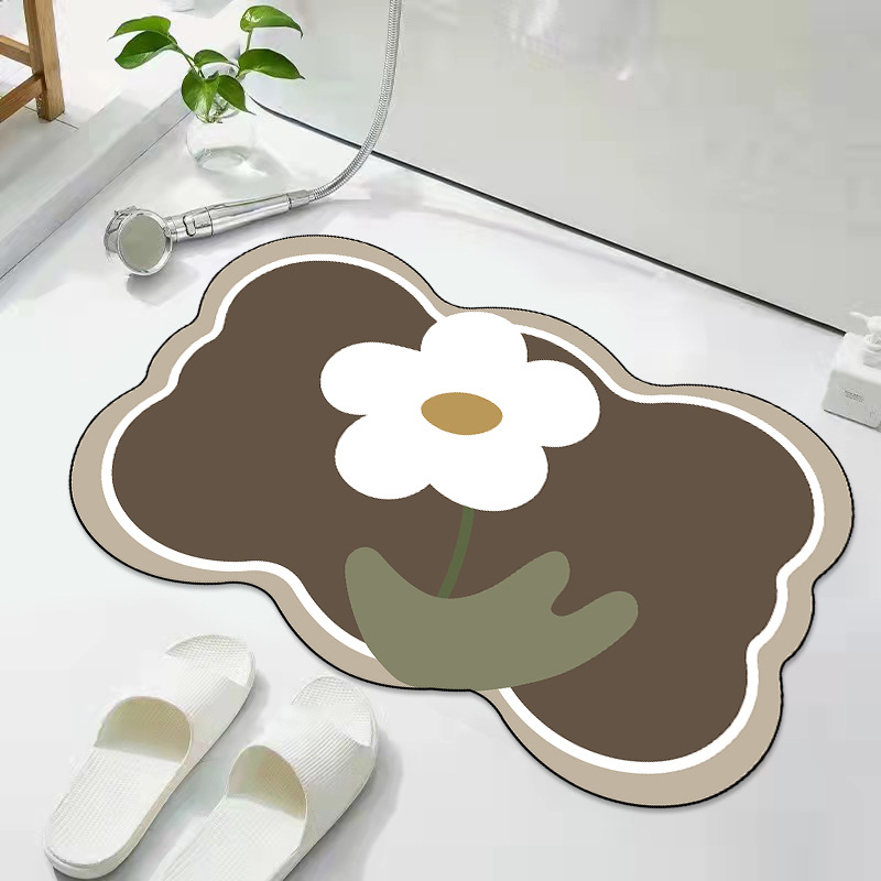 Alfombra de piso de baño hogar absorbente antideslizante simple alfombra de piso de baño irregular lavado alfombra de baño al por mayor