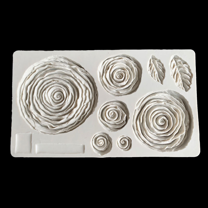 Tamaño 8-piece Rose hojas flor encaje decoración silicona fondant molde DIY hornear cake Edge decoración molde