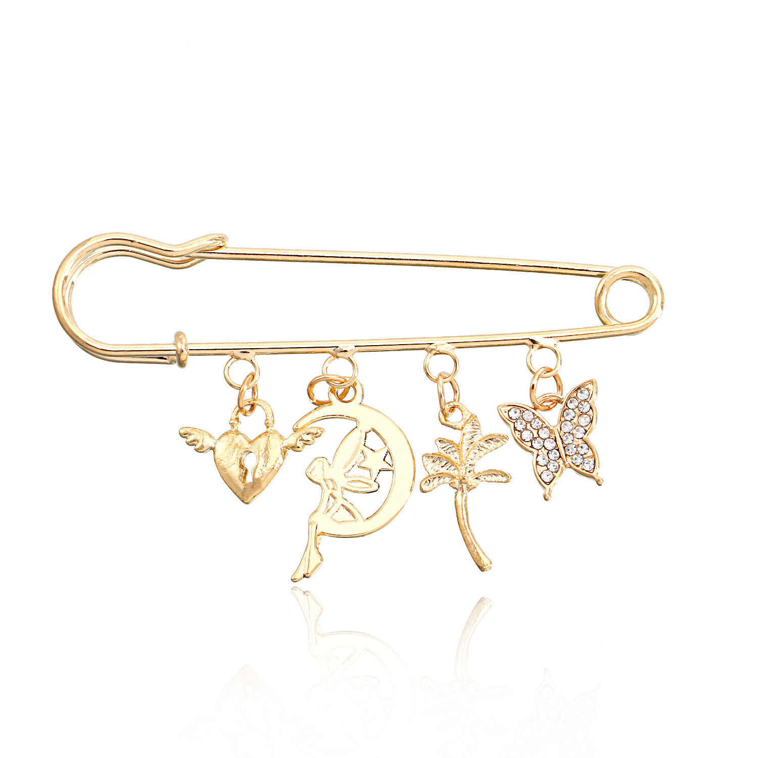 Joyas transfronterizas europeas y estadounidenses simple flange multi-elemento broche colgante geometría micro diamantes mariposa exagerada broche de alta calidad