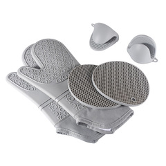 微波爐硅膠手套圓圈手套蜂窩墊手夾套裝加棉長款烤箱廚房隔熱烘培