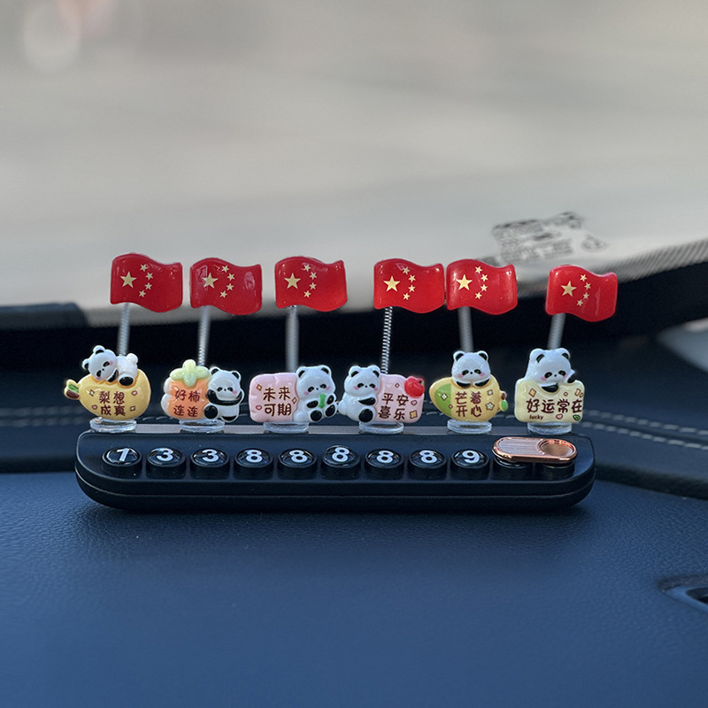 Hongqi – Temporary parking number Nömrəli dayanma kartı - model-b-panda-national-flag-6pcs-black-free-aromatherapy