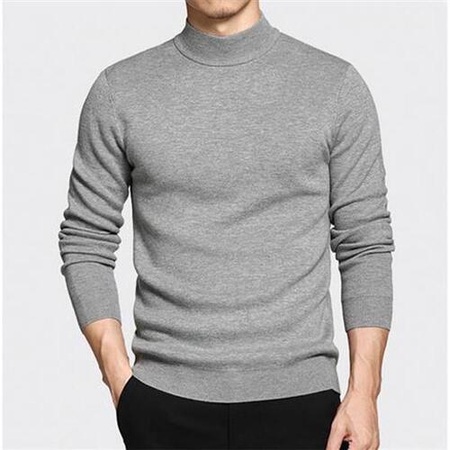 New men's sweater fashionable youth casual semi-high collar solid color primer sweater wool top