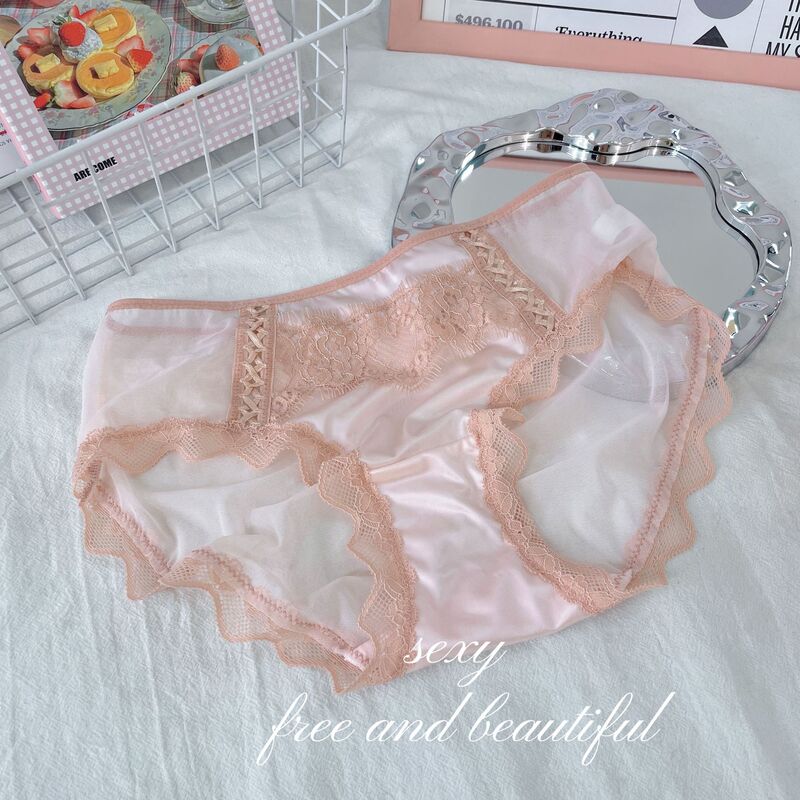 B1-9563 sweet sexy lace pure mesh satin Japanese comfortable skin-friendly breathable ladies briefs