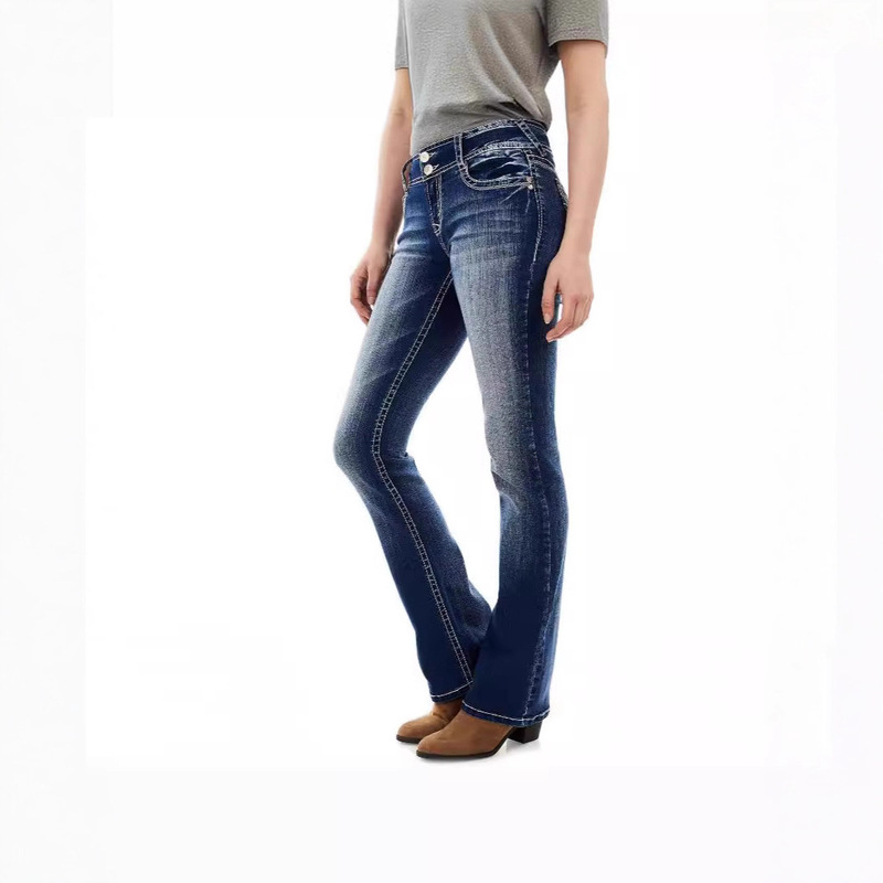 2024 manufacturers supply and marketing Amazon independent station wish slim slim washed embroidered sweet curve jeans women