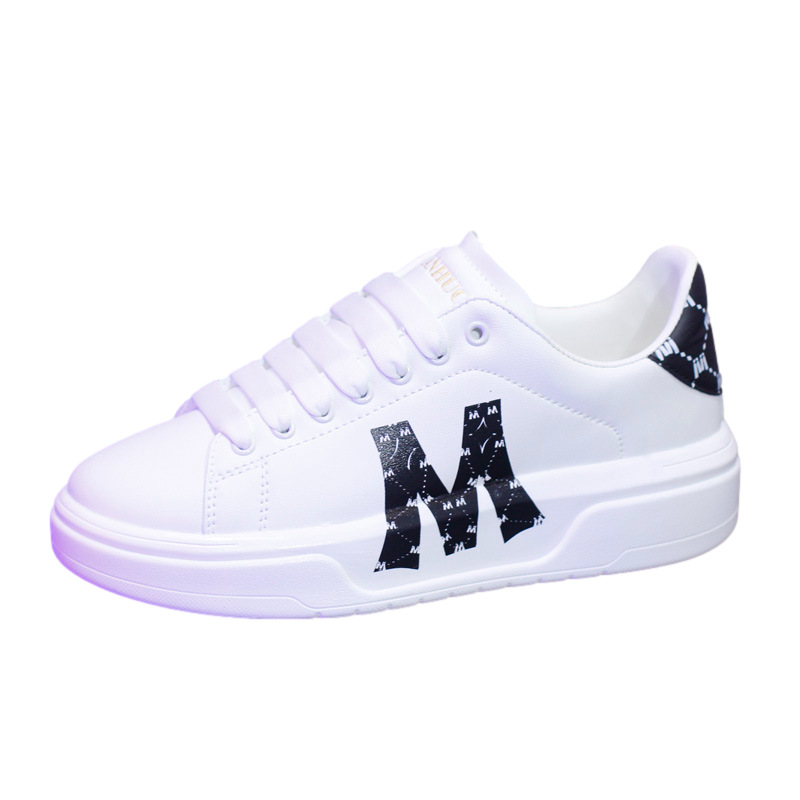 Modieuze kleine witte schoenen voor mannen en vrouwen, Koreaanse versie, trendy dikke zolen studentenschoenen, lichtgewicht en_voghion.com
