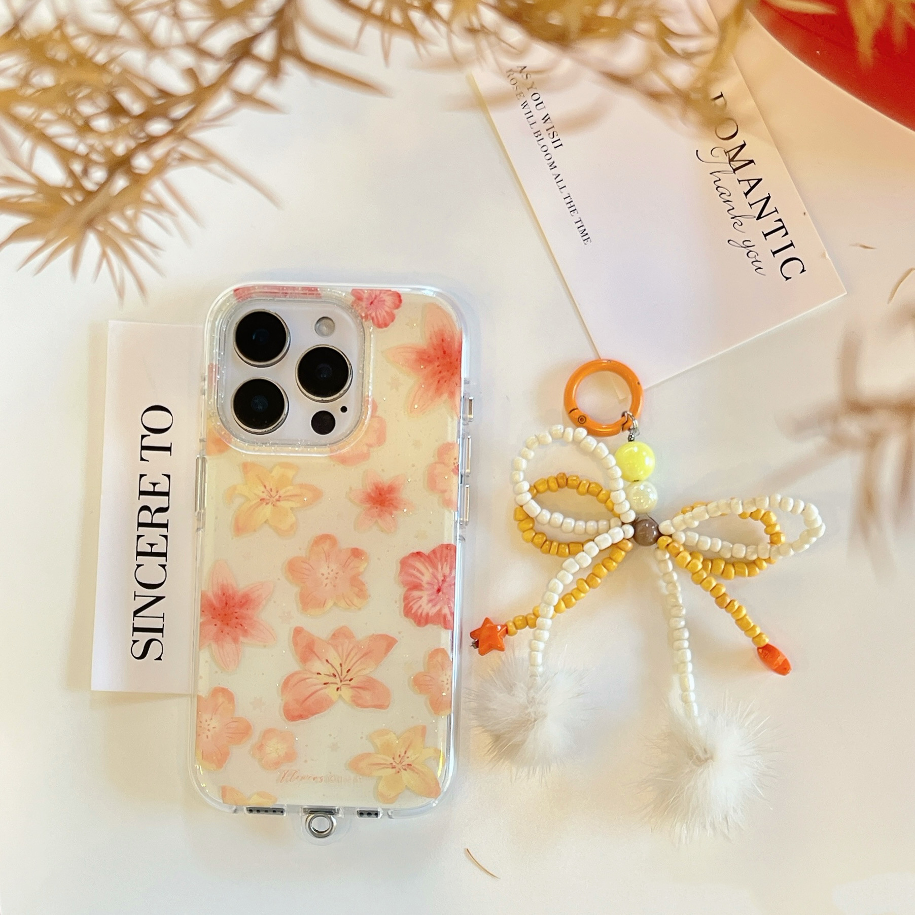 Flor de pintura al óleo de brillo retro para Apple 15Pro/16Pro funda para teléfono 14 colgante 13 nuevo 16ProMax