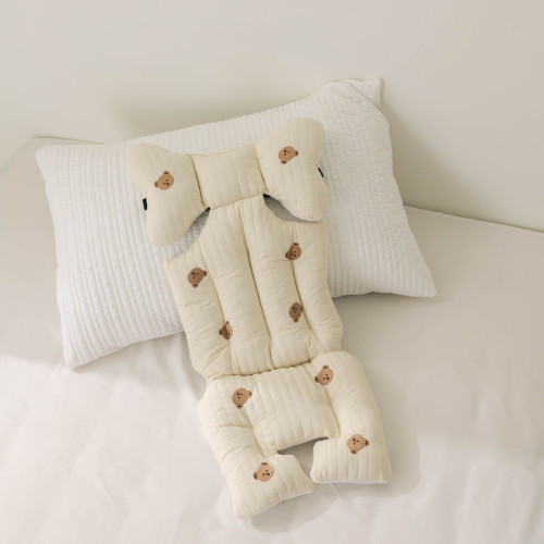 INS Baby Stroller Cushion for Autumn/Winter, Thicker Embroidered Cotton Pad Breathable All-Season Universal Washable in Machine