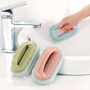 Kitchen tile cleaning brush multifunctional cleaning brush with handle cooking bench decontamination scouring brush wall cleaning sponge brush
