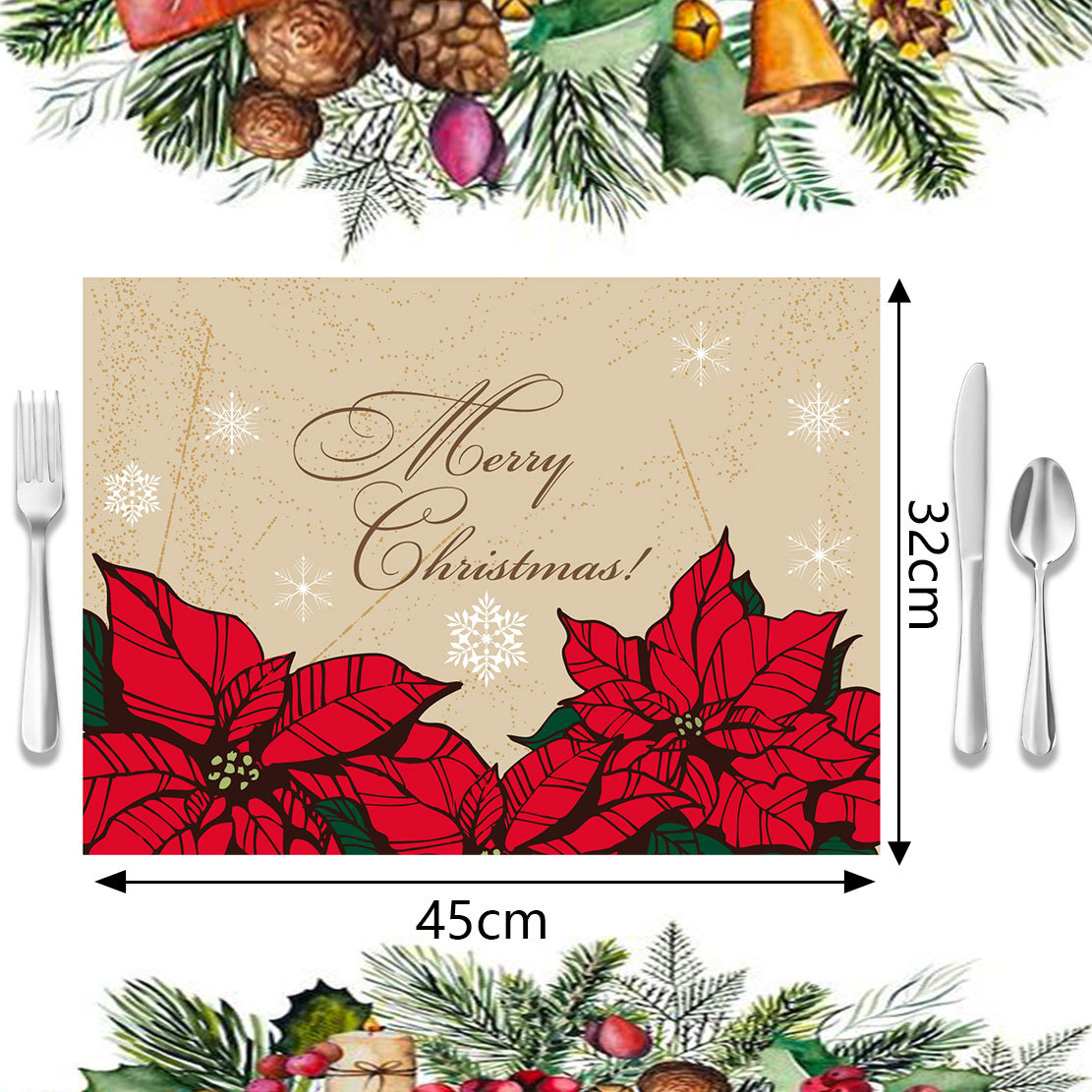 Weihnachtstischsets Leinen Mahlzeit Western Restaurant Isoliermatte Küchendekoration Tischset_voghion.com