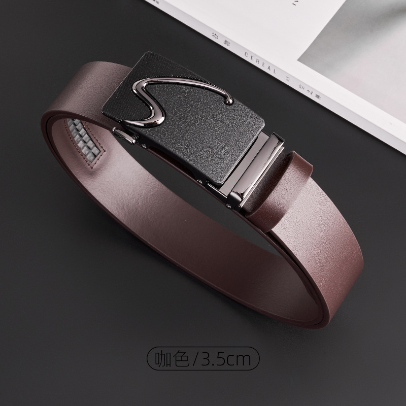 高級ビジネスベルト男性高級感トップ層牛革ベルト男性ファッションファッション男性自動バックル本革