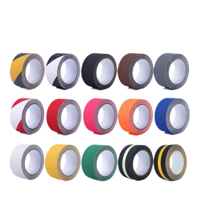 Cinta Antideslizante Transfronteriza, Adhesivo Grueso de Base Aceite Colorido Esmerilado, Seguridad para Escaleras, Alta Viscosidad, Resistente al Desgaste, Pegatinas Antideslizantes Negras