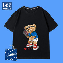 LEE UCUSO 小熊聯名短袖T恤男2022年夏季新款ins潮牌圓領短袖內搭