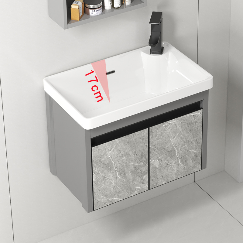 gabinete de baño de aluminio espacial tipo pequeño hogar combinación de lavabo tipo pared mini lavabo cerámico integrado lavabo lavabo