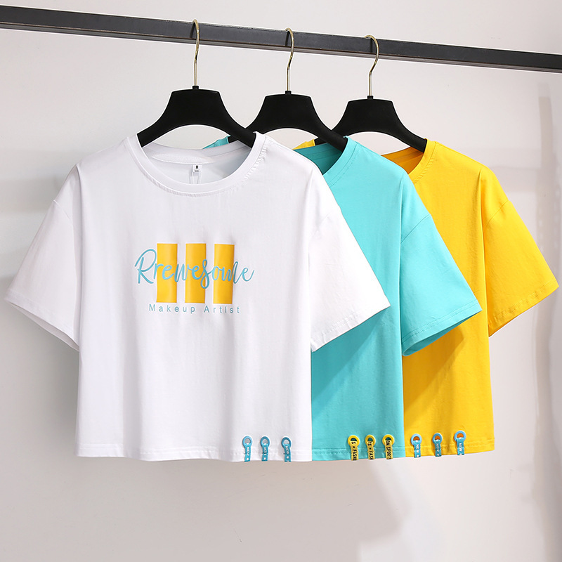 Candy-Colored High-Waisted Short T-Shirt for Women, Short-Sleeved, 2026 Summer New Style, Beautiful Loose Crop Top for Petite Figures