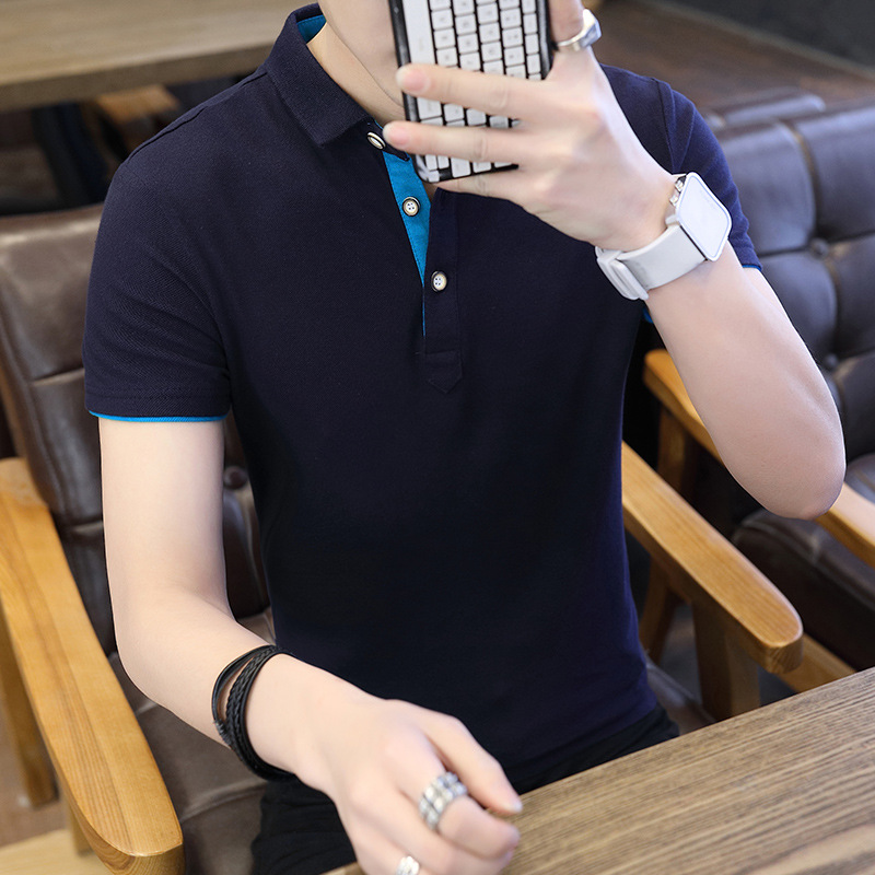 夏季純色時尚韓版多色水洗韓版紐扣棉夏季短袖t恤