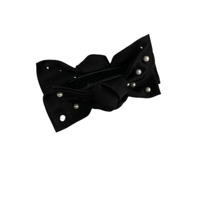 Banana Vertikale Clip ~ Perle Satin Schleife Zarte Haar Scratch Krawatte Haar Clip Zurück Kopf Haar Südkorea Haar Zubehör_voghion.com